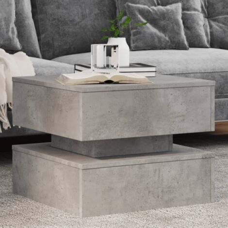 Vidaxl – Table basse fixe avec lumières LED – Gris béton – 50x50x40 cm – Bois d'ingénierie résistant à l'humidité – Capacité 60 kg