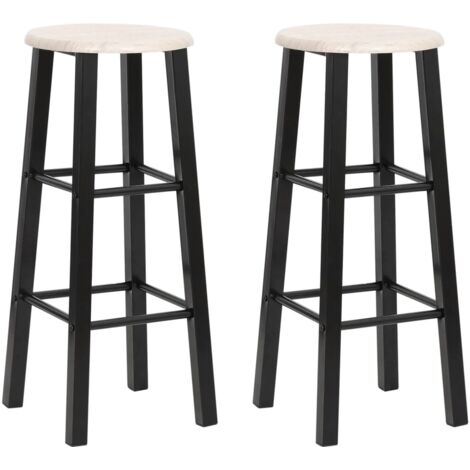 Vidaxl – Tabourets de bar 2 pcs – Hauteur d'assise 75 cm – Structure en acier – Repose-pieds intégré – Facile à nettoyer MDF
