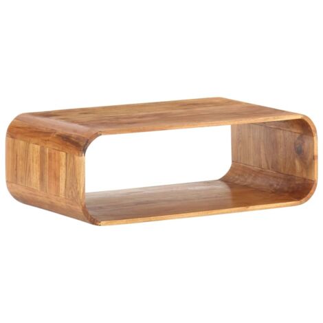 Vidaxl – Table basse fixe en bois d'acacia massif 90x50x30 cm – Finition miel – Étageres de rangement – Prête à l'emploi