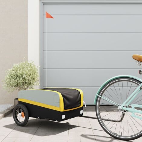 vidaXL Remorque de vélo noir et jaune 30 kg fer (1/6)