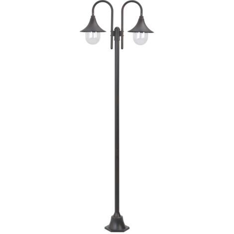Vidaxl – Lampadaire d'extérieur 220 cm – Aluminium bronze – 2 lanternes E27 – IP44 pour usage extérieur – Éclairage fonctionnel et décoratif