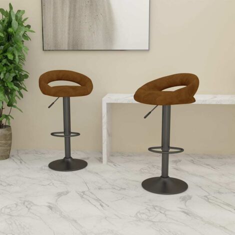 vidaXL Tabourets de bar lot de 2 marron velours (1/5)