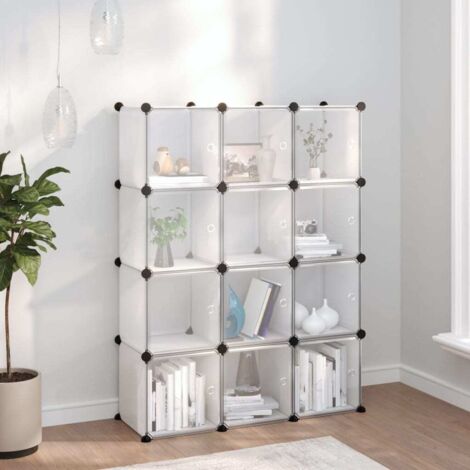 vidaXL Organiseur de rangement en cube avec 12 cubes et portes en PP transparent (1/5)