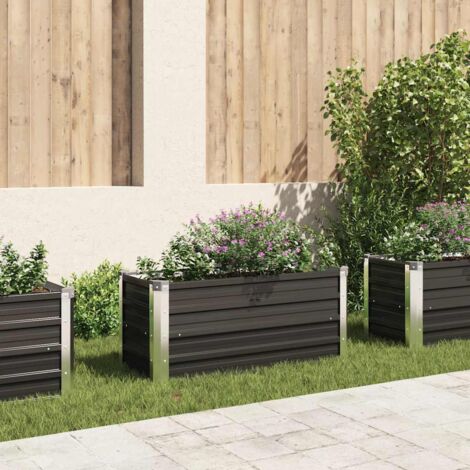 Vidaxl – Lit surélevé de jardin anthracite 100x40x45 cm – Acier galvanisé résistant aux intempéries – Fond ouvert pour drainage optimal