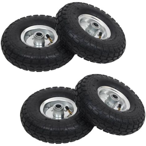 Vidaxl – Lot de 4 roues de diable en caoutchouc 4.10/3.50-4 – Dimensions 260 x 83 mm – Résistantes à l'abrasion pour terrains inégaux