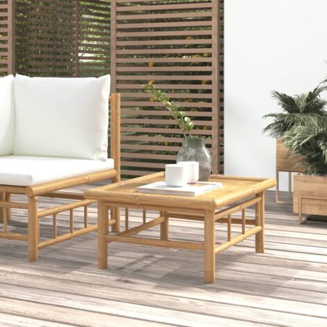 Vidaxl – Table de jardin en bambou 65x55x30 cm – Pour repas en extérieur – Finition naturelle – Facile à nettoyer avec chiffon humide (1/5)