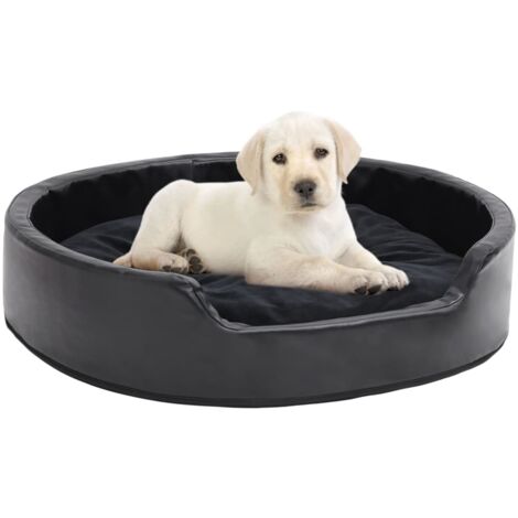 vidaXL Dog Bed Black 79x70x19 cm Plush and Faux Leather (1/5)