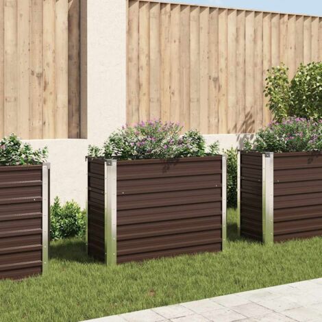 Lit surélevé de jardin Marron 100x40x77 cm Acier galvanisé vidaXL