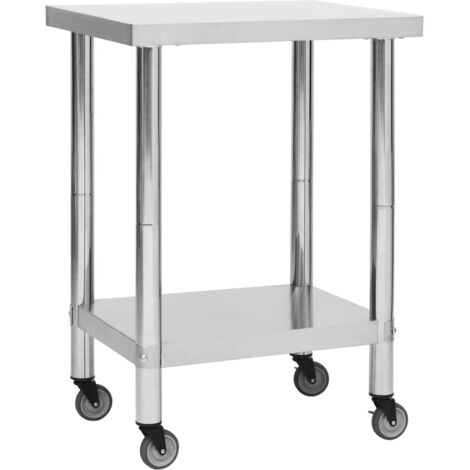 Table de travail de cuisine avec roues 60x45x85 cm Inox vidaXL