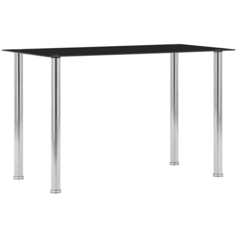 Vidaxl – Table à manger noire 120x60x75 cm – Verre trempé facile à nettoyer – Cadre en acier inoxydable durable – Design moderne (1/6)