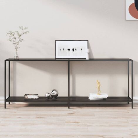 Vidaxl – Table console en verre trempé noir 200x35x75,5 cm – Acier enduit de poudre – Élégante et facile à nettoyer (1/6)