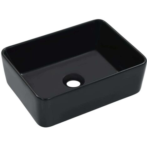 Vidaxl – Vasque à poser céramique noire 40x30x13 cm – Lavabo rectangulaire facile à nettoyer – Design contemporain pour salle de bain