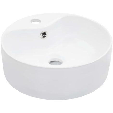 Vidaxl – Vasque à poser céramique blanche 36x13 cm – Trop-plein intégré – Facile à nettoyer – Design contemporain pour salle de bain