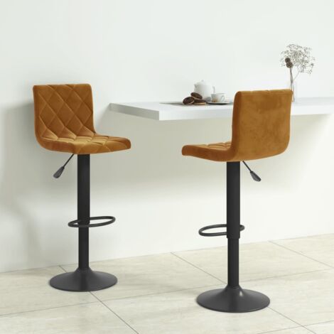 vidaXL Tabourets de bar lot de 2 marron velours (1/5)