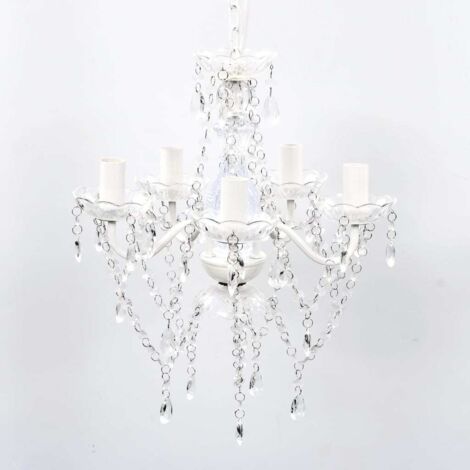 Vidaxl – Lustre 5 ampoules en verre artificiel transparent – Hauteur 40 cm – Diamètre 40 cm – Longueur max. 80 cm – Compatible LED et traditionnel