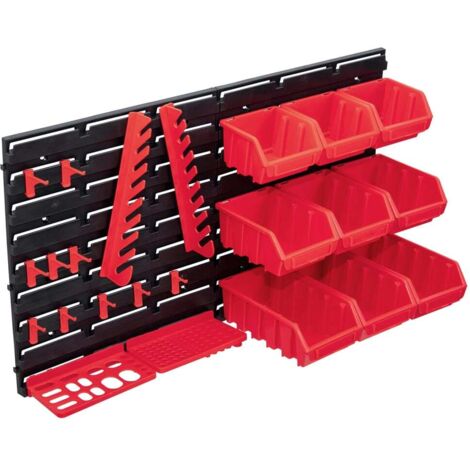 Kit de bacs de stockage et panneaux muraux 34 pcs Rouge et noir vidaXL (1/5)