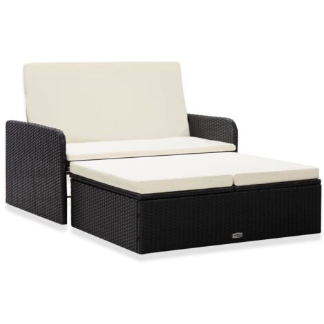 Vidaxl – Salon de jardin 2 places en rotin synthétique – Coussins confortables – Résistant aux intempéries – Design moderne et épuré (1/5)