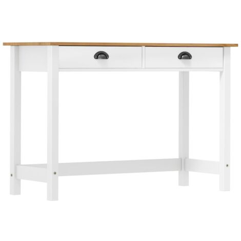 Vidaxl – Table console 110x45x74 cm – Bois de pin massif – 2 tiroirs avec poignées de tasse – Design compact pour petits espaces (1/6)