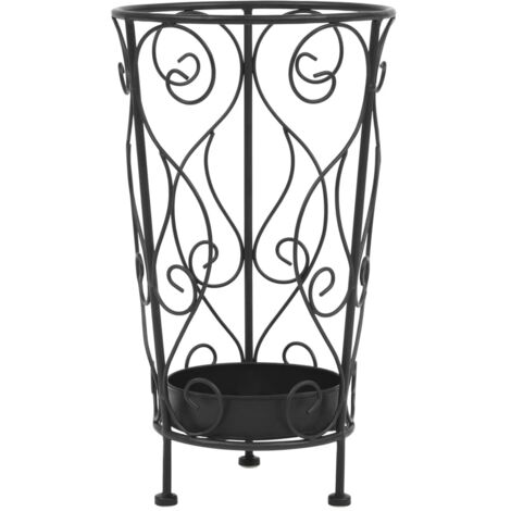 Vidaxl – Porte-parapluie vintage en métal noir 26 x 46 cm – Détails en volutes – Conception ouverte pour séchage rapide