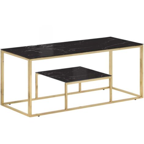 Table basse doré acier inoxydable et verre trempé vidaXL (1/5)