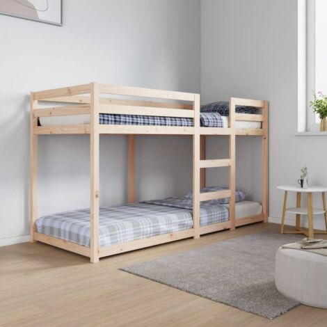 Vidaxl – Lit superposé 75x190 cm en bois de pin massif – Dimensions totales 195,5 x 80,5 x 112 cm – Garde-corps pour sécurité enfants