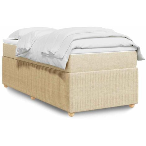Sommier à lattes de lit avec matelas Crème 100x200 cm Tissu vidaXL (1/5)