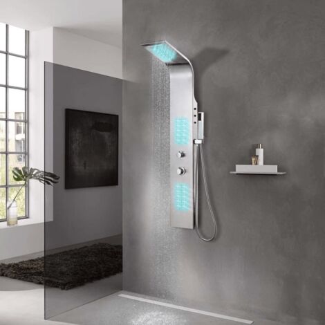 Vidaxl – Colonne de douche hydromassante en acier inoxydable brossé – 130 cm – 150 jets – Effet pluie, cascade, jets de massage – Installation facile (1/7)
