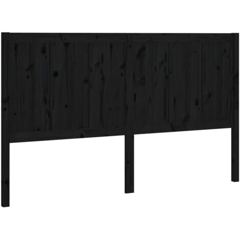 Vidaxl – Tête de lit noire en bois massif de pin 205,5x4x100 cm – Design moderne pour un soutien dorsal optimal – Assemblage requis