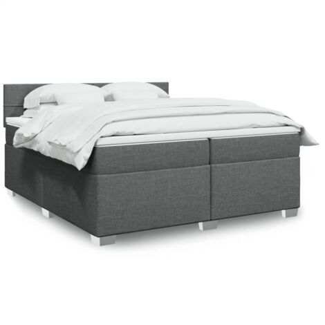 Sommier à lattes de lit avec matelas Gris foncé 200x200cm Tissu vidaXL (1/5)