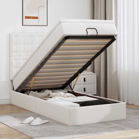Lit ottoman avec matelas blanc 90x200 cm similicuir vidaXL (1/5)