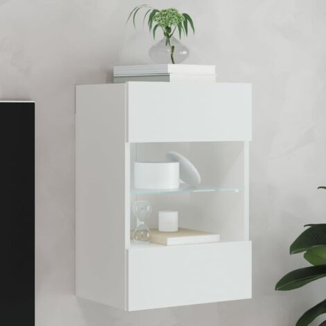 Meuble TV mural avec lumières LED blanc 40x30x60,5 cm vidaXL (1/5)