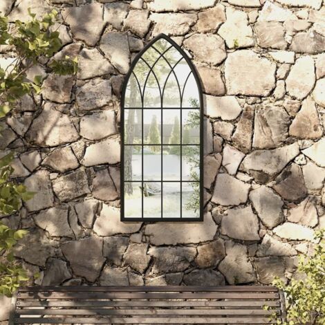 Miroir de jardin Noir 100x45 cm Fer pour utilisation extérieure vidaXL