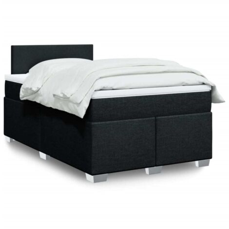 Sommier à lattes de lit avec matelas noir 120x190 cm tissu vidaXL (1/5)
