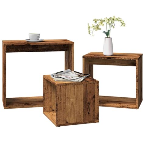 Tables gigognes 3 pcs vieux bois bois d'ingénierie vidaXL (1/5)