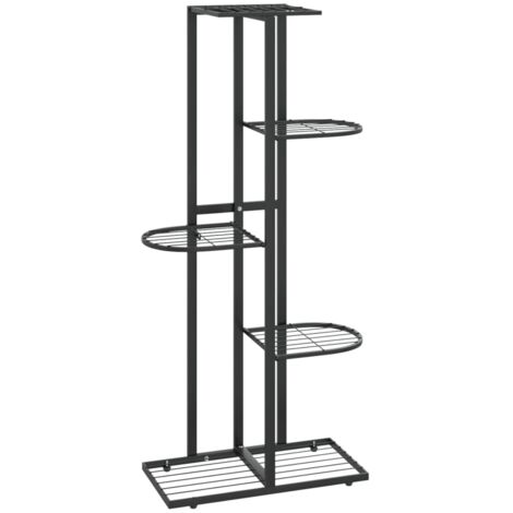 vidaXL 5-Floor Flower Stand 43x22x98 cm Black Metal