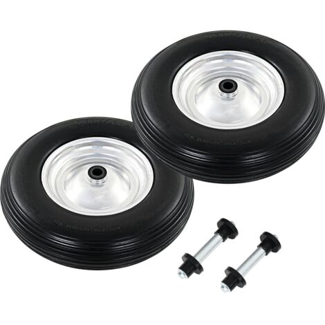 Roue de brouette avec axe 2 pcs PU solide 4.00-8 390 mm vidaXL
