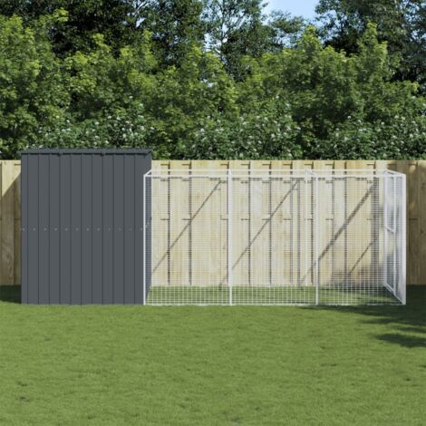 Niche pour chien avec cour anthracite 214x457x181 cm vidaXL