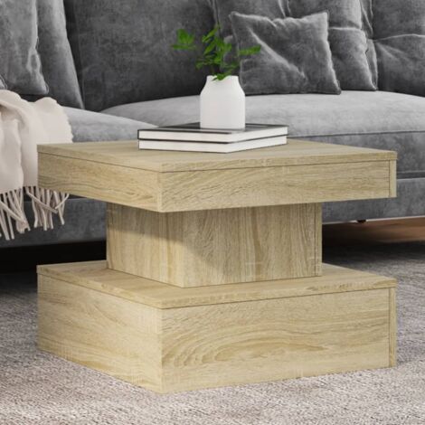Vidaxl – Table basse fixe 50x50x40 cm en bois d'ingénierie – Lumières LED RVB personnalisables – Capacité de charge 60 kg