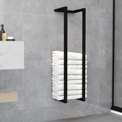 Vidaxl – Porte-serviette mural noir en fer 25x20x95 cm – Support robuste pour serviettes de bain – Installation facile et stable