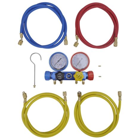 Vidaxl – Manifold 4 voies pour climatiseur – Pression de service 800 PSI – Longueur tuyaux 152 cm – Adapté R134, R410a, R22, R407c - vidaXL457945