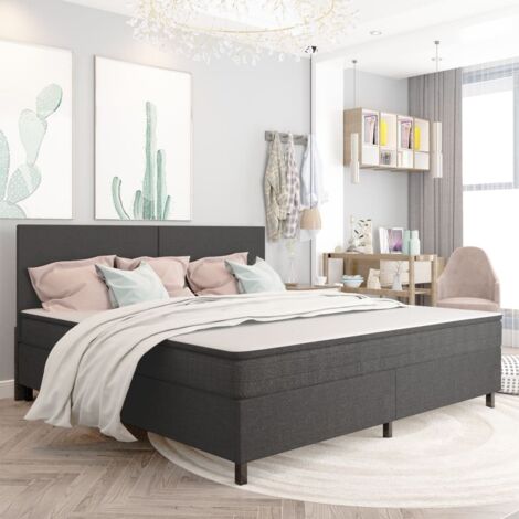 Vidaxl – Sommier à lattes 200x200 cm – Tissu gris résistant – Structure en MDF et métal – Facile à assembler – Lit boxspring sans matelas