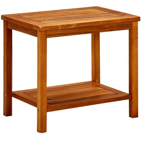 Vidaxl – Table basse en bois d'acacia massif 50x35x45 cm – Résistante aux intempéries – Design à lattes – Étagère inférieure pour rangement