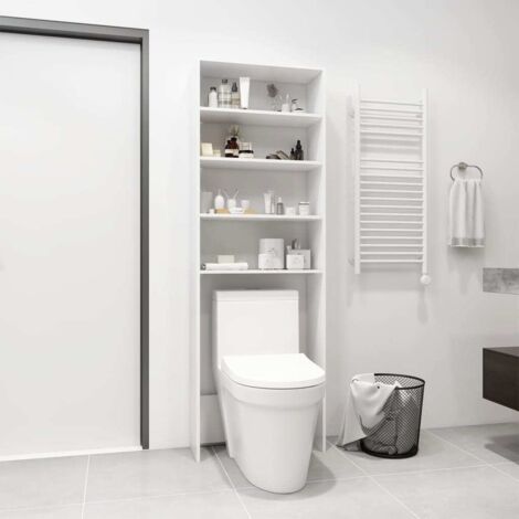 Vidaxl – Meuble machine à laver blanc 64x24x190 cm – Bois d'ingénierie – 4 compartiments de rangement – Design épuré pour salle de bain