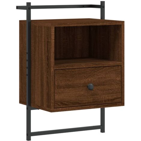 vidaXL Bedside Cabinet Wall-mounted Brown Oak 40x30x61 cm Engineered Wood (1/5)