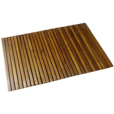 Vidaxl – Tapis de bain en bois d'acacia 80x50 cm – Antidérapant avec support en caoutchouc – Résistant aux intempéries – Pour salle de bain et sauna