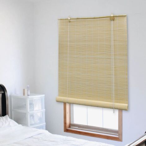 Vidaxl – Store enrouleur en bambou naturel 150x160 cm – Système d'attache facile – Filtre lumière – Parfait pour espaces intérieurs