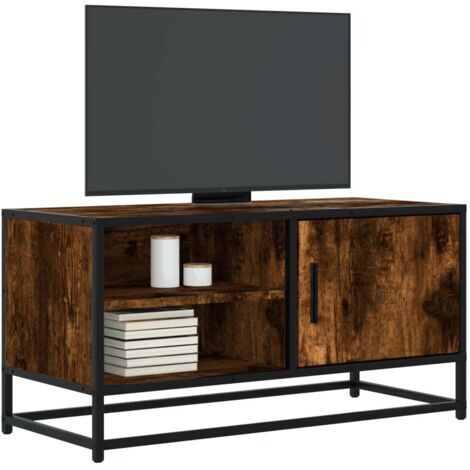 vidaXL TV Cabinet Smoked Oak 80x34,5x40 cm Engineered Wood and Metal (1/5)