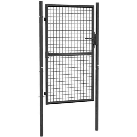 Vidaxl – Portail grillagé en acier galvanisé 100 x 200 cm – Résistant à la rouille – Installation facile avec poteaux à charnières – Couleur gris anthracite