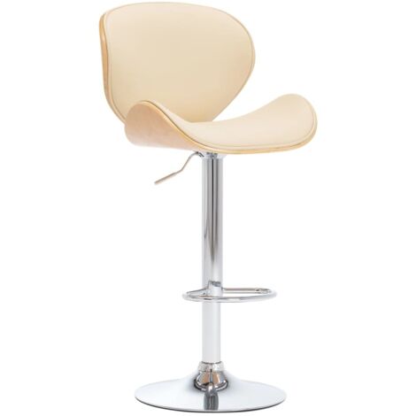 Vidaxl – Tabouret de bar crème en similicuir – Hauteur réglable 62,5-83,5 cm – Base en métal chromé – Repose-pied intégré pour confort optimal (1/6)