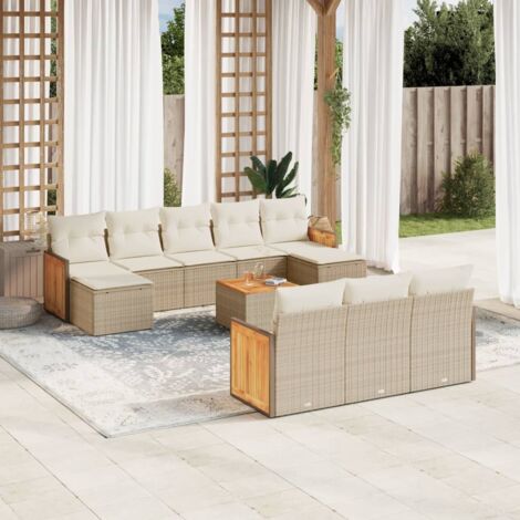 Salon de jardin 11 pcs avec coussins beige résine tressée vidaXL (1/5)